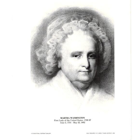 International Portrait Gallery Martha Washington Portrait 1968 First Lady - Picture 2 of 3